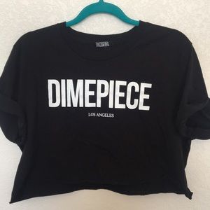 Black, Dimepiece crop top Tee